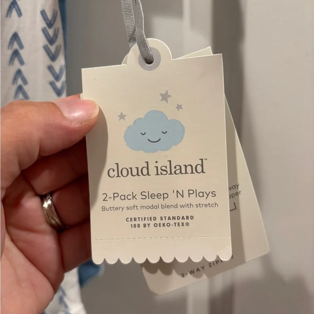Cloud Island Blue and White Baby Sleepers